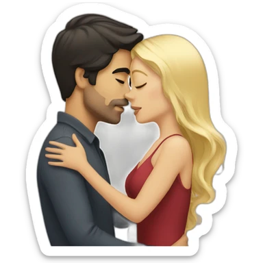Dark hair man kissing a blond hair woman sticker