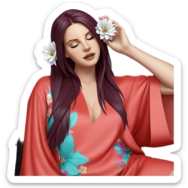 serene girl with flower hair sticker