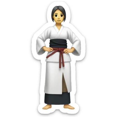 aikido woman with hakama full body sticker