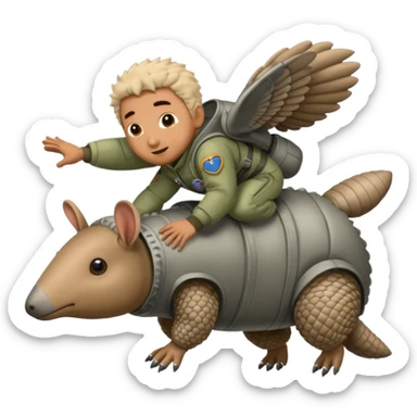 Man flying in the sky of armadillos sticker