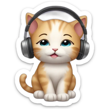 sad kitten listening to music with eyes closed sticker