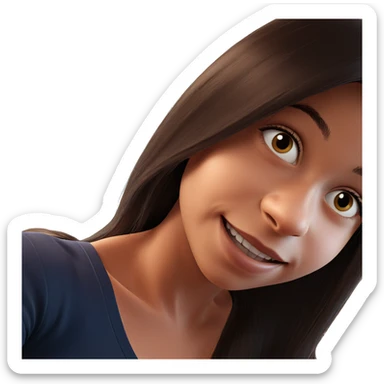 smiling girl with long hair sticker