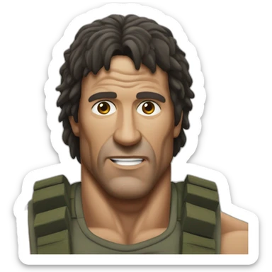 o rosto do Rambo no corpo do The Rock sticker