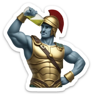 Ancient Greek soldier drinking white wine while flexing muscles sticker