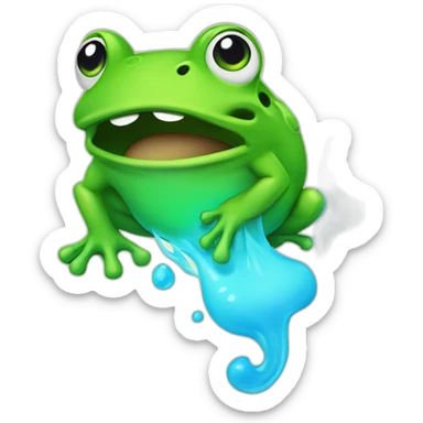 farting frog with green gas behind sticker