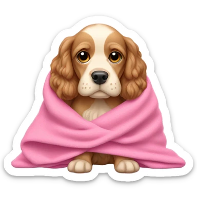 Cocker spaniel in a pink blanket sticker