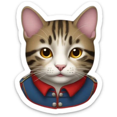 A French cat in a red beret and striped jacket sticker