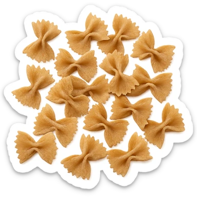Realistic style loose integral farfalle pasta with natural details, no background. sticker