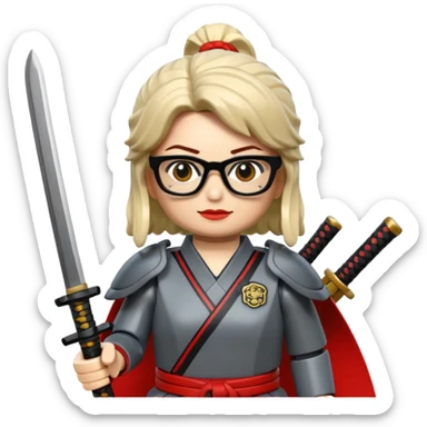 lego Samurai with glasses, Warrior in samurai armor, female, with katana sticker