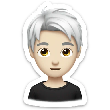 pale skin emo boy, black hair, avant garde fashion sticker