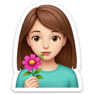 brown haired girl who smells sticker