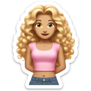 Glinda wearing a pink Shakira croc top and short jeans  sticker