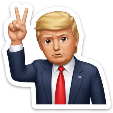 Donald  Trump shows victory with one hand hyperrealistic sticker