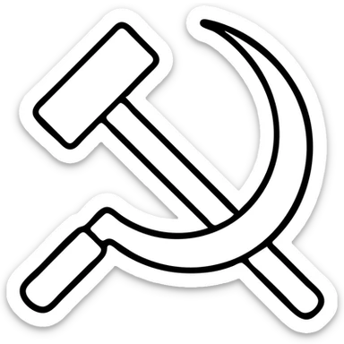 A hammer and sickle tool symbol with the hammer and sickle crossed sticker