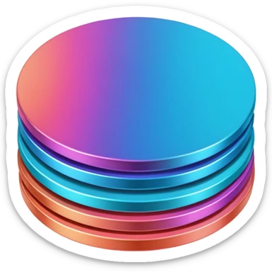 coins credit pack in gradient of turquoise, blue, pink, purple, and coral color sticker