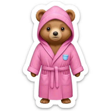 Paddington wearing a pink bath robe sticker