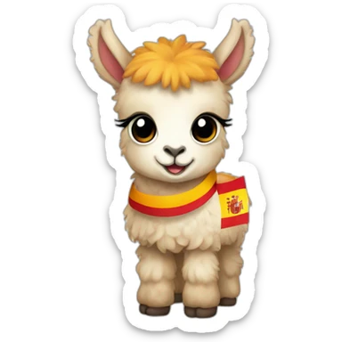 Baby llama with the Spain flag sticker