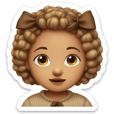 baby girl in cozy sweater and brown bow in her hair sticker
