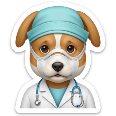 doctor dog Wearing Medical Mask sticker