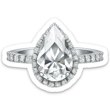 Engagement ring with thin band and pear shaped diamond sticker