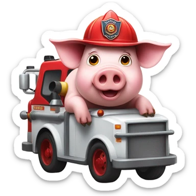 Pig driving a fire truck  sticker