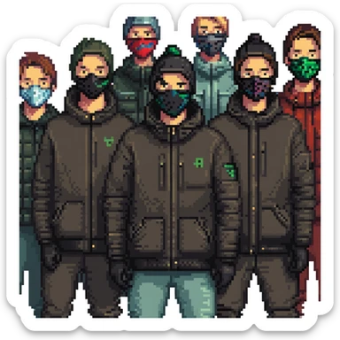 group of men with black ski masks sticker