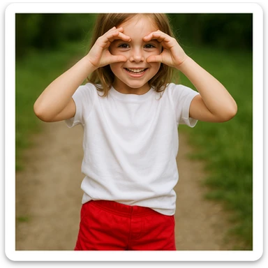 Make the girl's outfit red shorts and a white short-sleeved t-shirt sticker