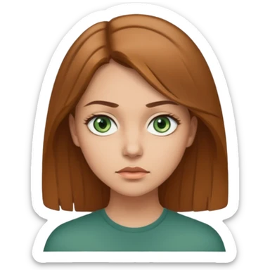 Девушка, светлая шатенка с длинами волосами, лет 25 с серо зелёными глазами по темнее с более серьезным лицом  sticker