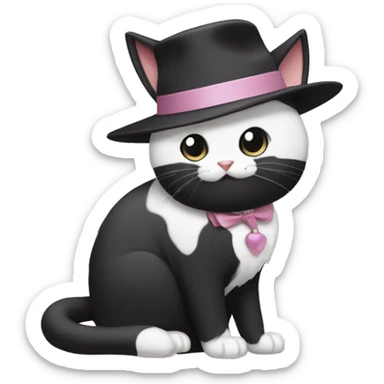 tuxedo cat with kuromi hat sticker