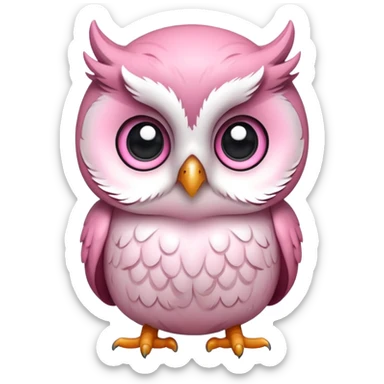 cute baby owl white pink sticker