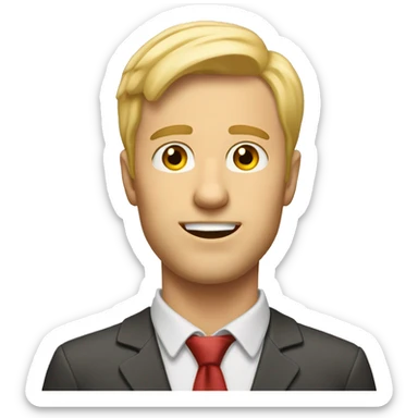 the blonde man and he has bown eyes, he is a teacher  sticker