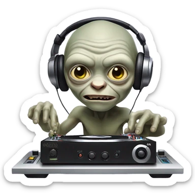 Gollum playing DJ  sticker