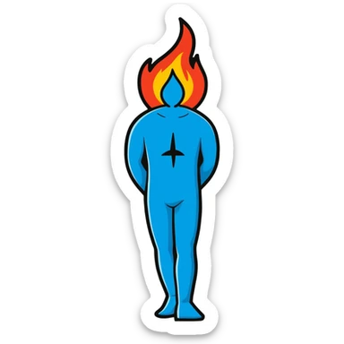 A man who is the embodiment of the blue flame sticker