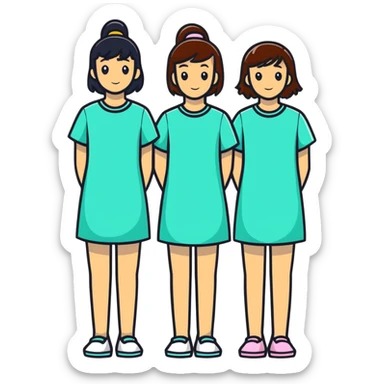 3 girls standing in a group sticker
