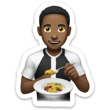 Lightskin black guy eating off a black and whit plate  sticker