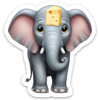 Elephant with perfume holding a piece of cheese sticker