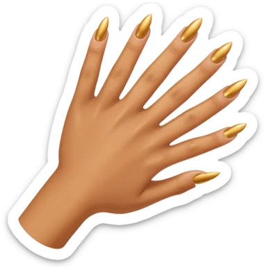 Tan skin hand with very short gold nails sticker