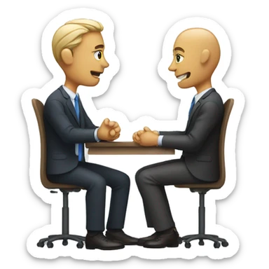 2 people talking job interview semi casual sticker
