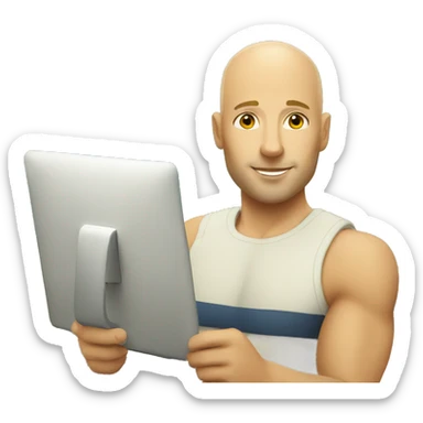 summer lifeguard bald white man sticker