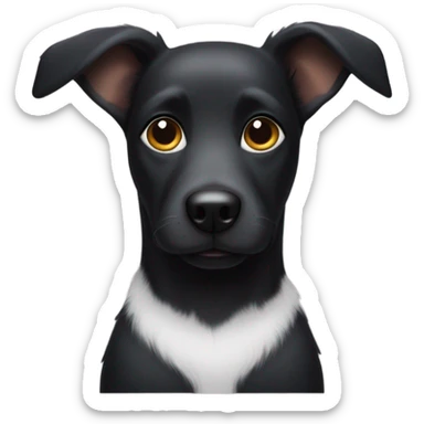 Black dog with one ear up and one down sticker