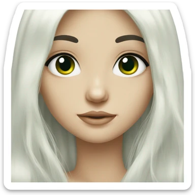 green-eyed black-haired white-skin long-hair girl sticker