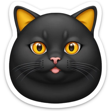 Un gato negro gordito con los ojos de color amarillos sentado sticker