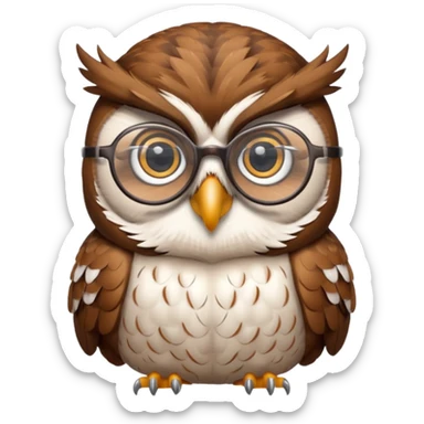 Owl with reading glasses sticker
