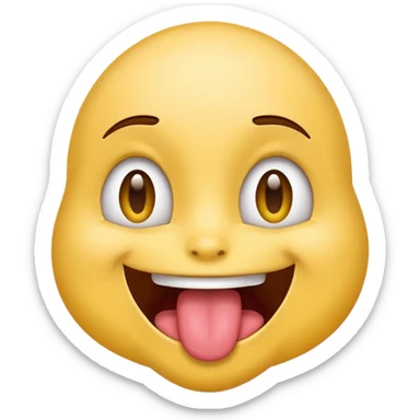 Emoji with its tounge out smiling whilst staring up sticker