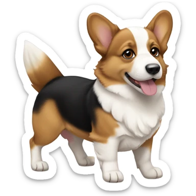 Corgi puppy with black brown and white fur mix sticker