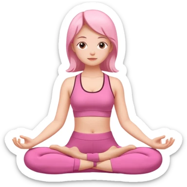 girl meditating with pink yoga set  sticker