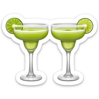 2 margaritas. one normal and one spicy. NO ICE - normal margarita glass with salt on the rim. one should be just with the margarita and the salt. the spicy one should have a small pepper inside  sticker