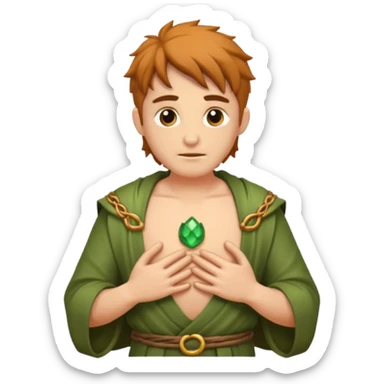 druid character hand on chest sincere sticker