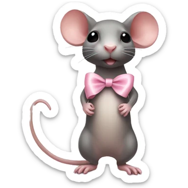 full body rat with light pink ribbon bow sticker