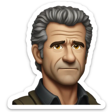 Mel Gibson portrait without smile sticker